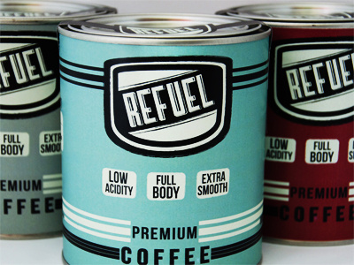 Refuel Coffee Packaging beverage branding coffee logo packaging retro vintage