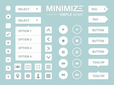 Minimize UI Kit button free free psd freebies kit simple ui ui kit