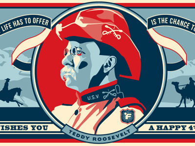Teddy Roosevelt July 4th Illustration Detail graphic illustration history illustration prop propaganda roosevelt teddy roosevelt vector vector illustration