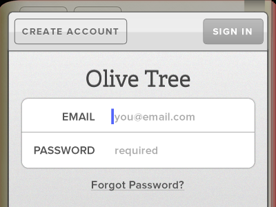 Sign In form forms ios iphone login mobile sign in
