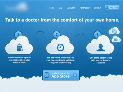 App store apps blue button clouds icons iphone masthead white