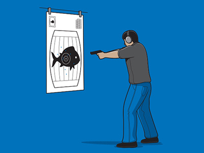 Practice Range fish in a barrel glenn jones glennz illustration illustrator shooting range vector