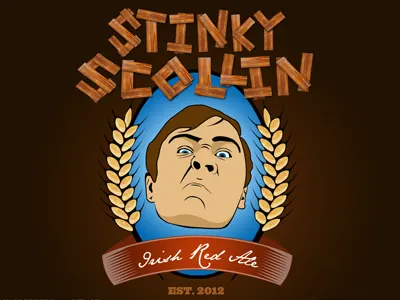 Stinky Scollin Beer Label ale beer irish label red scollin stinky wheat