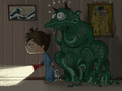 Scary monster drawing illustration monster