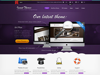 Website — Invent Themes apple arrow bokeh button compass display embossed facebook follow footer glossy help icon letterpress locker lupe mac map orange pink purple ribbon rss slider text twitter typography web website zoom