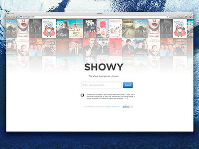 Showy landing page! app landing page shows showy teaser tv shows web