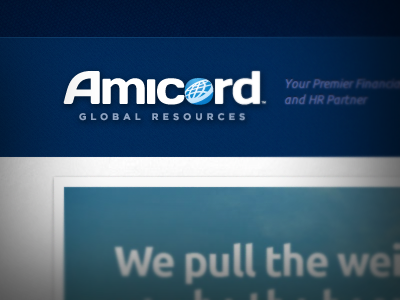 Amicord Global blue brand globe insurance logo