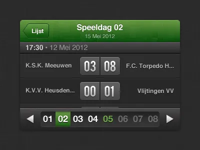 An iPhone score tracker app dark date dutch gray green iphone mobile picker score ui