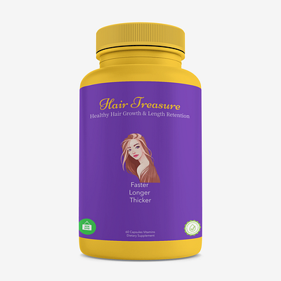 Hair Growth Vitamins cosmetics graphic design hair design hair growth design hair growth product packaging hair growth vitamins logo hair logo hair vitamins product packaging haircare logo haircare product design haircare product packaging logo