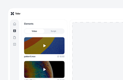 Teller - Turn video to text app branding collapsed colors design illustration list logo placeholder product design sidebar ui ux video video player