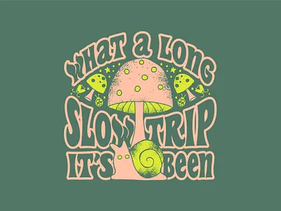 Long Slow Trip animal graphic design hand drawn illustration mushroom nature snail