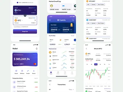 CryptoQu - Crypto Wallet Mobile App app branding crypto design figma like mobile premium uikit templates trending ui ui8 uidesign uikit wallet