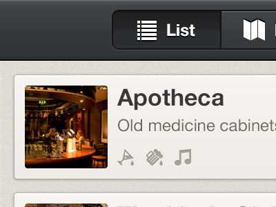 List View Pixels app application bars drink ios iphone list list view pubs view