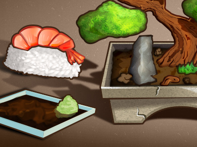Bonsai 2 (WIP) bonsai chinese icon icon set illustration japan soy soy sauce sushi wasabi