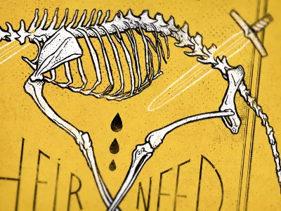 Vertebrae are a pain to draw illustration lyrics meshuggah skeleton yellow