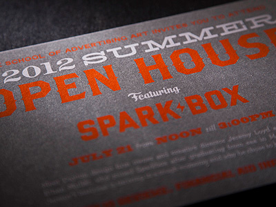 Summer Open House invitation open house orange saa silver sparkbox summer type typography