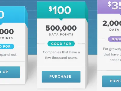 3D Pricing Page 3d blue depth green pricing proxima nova purchase purple sign up texture ui ux web design