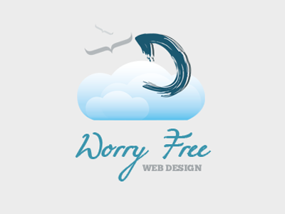 Worry Free Web Design Logo birds blue branding cloud logo web design worry free