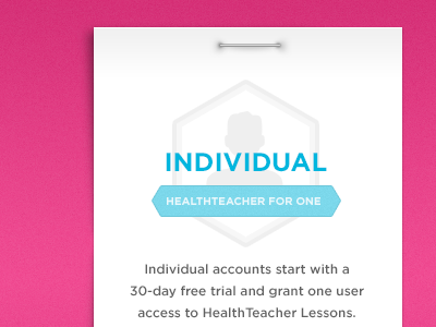 HealthTeacher for one badge card icon pink pricing shadow staple web