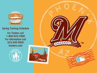 Brewers 2009 Spring Training Schedule baseball brewers cover pocket schedule print design