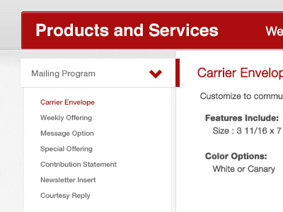 Sidebar Options dropdown red sidebar