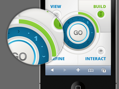 Navigation Draft Layout 2 arrow buttons circular compass go icon iphone magnify navigation progress select selector steps ui ux webapp wheel