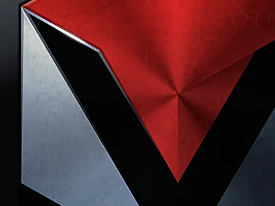 Vectyr V brand logo metallic red slate v