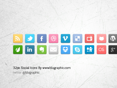 A set of social media icons ( Free Psd ) dribbble facebook rss social media social network twitter vimeo