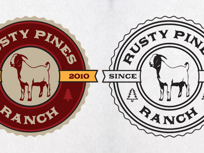 Rusty Pines Ranch farm goat identity logo seal