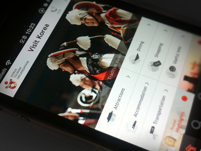 Korea tourism organization APP app design gui korea tourism ui