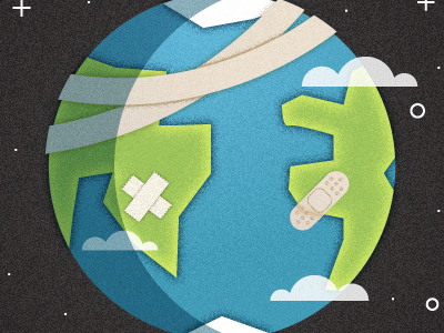 Planet Ill bandaid earth illustration planet sick