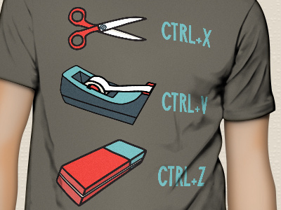 T shirt: Copy Paste Delete copy delete erase eraser illustration mockup paste scissors shirt t t shirt tape