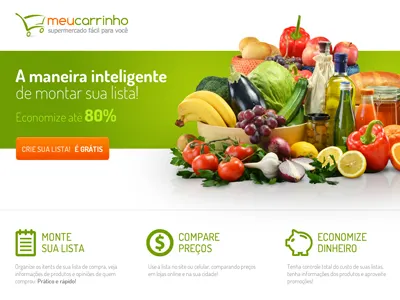 Landingpagemc comparison shop green groceries landing page list money orange pig supermarket ui ux webdesign