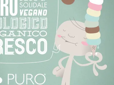 Puro&Bio character flyer ice cream illustration kid organic vintage