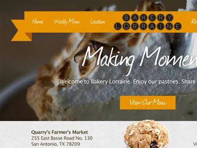 Bakery Lorraine web design bake bakery cupcake food pastry ribbons san antonio
