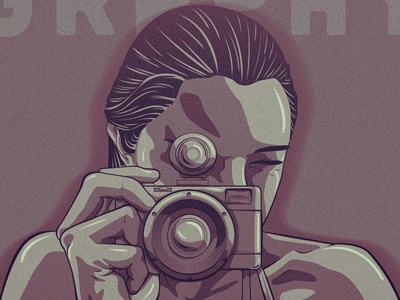 ...Click! camera click fisheye girl illustration lomo lomography vector