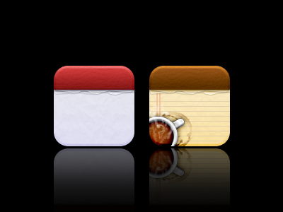 Calendar and Notes app calendar coffee icon ios iphone notes page paper texture theme