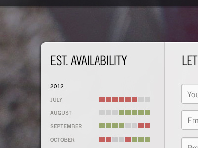 Availability Chart calendar chart green minimal modal red