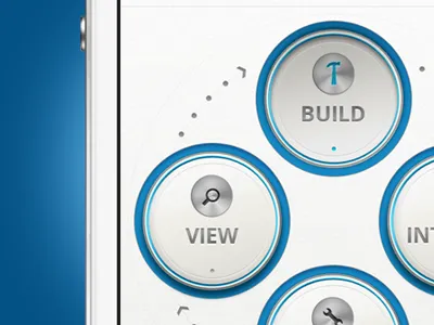 Navigation Draft Layout 3 arrow blue buttons circle circular clean compass elevator icon iphone metallic navigation progress round select selector steps ui ux webapp wheel white