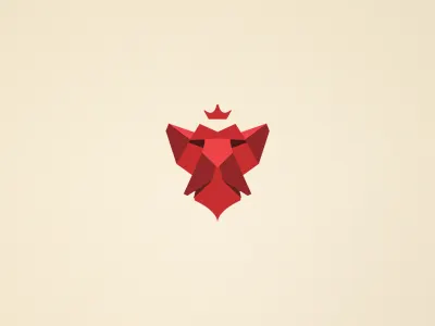 lion's head - logo brand icon lion logo logo design logotype mark origami polygons red