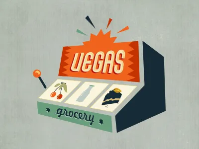 Vegas Grocery adline branding brassai cake cherry design fun grocery las vegas logo machine milk retro vegas vintage