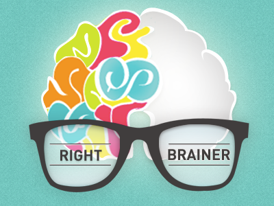 Right brainer blue colors glasses green hipster icon icons orange red right