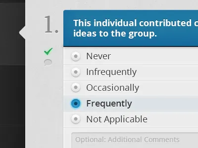 Still Evaluating menu question radio selected