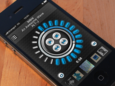 Music player Application for iPhone application blue iphone music player ui