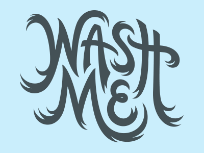 Wash Me blue h hand lettering lettering m w