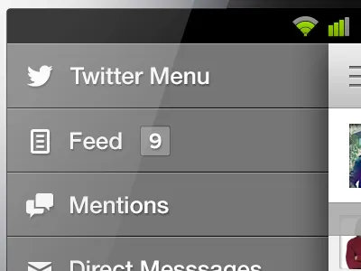 Android Slide-out Menu android app grey mobile options settings slide ui ux