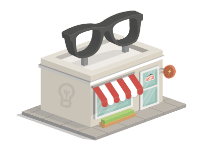 Shop Icon bolt glasses icon illustration illustrator logo shop specs store street vector