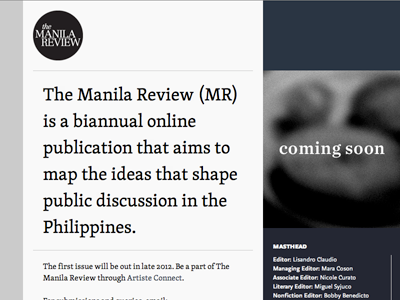 The Manila Review design manila personal splash web website