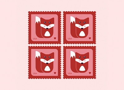 Fox Love Stamp design graphic design illustration logo love minimal stamp