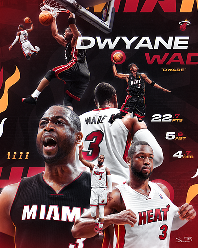 Dwyane Wade (Miami Heat) basketball dwade dwyane wade gfx graphic design hall of famer miami heat nba sports design